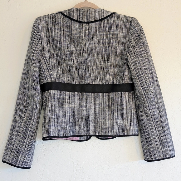 VTG 90s Silk Women Black and Indigo Blue Textured Blazer Luxury Academia Career - Picture 6 of 12